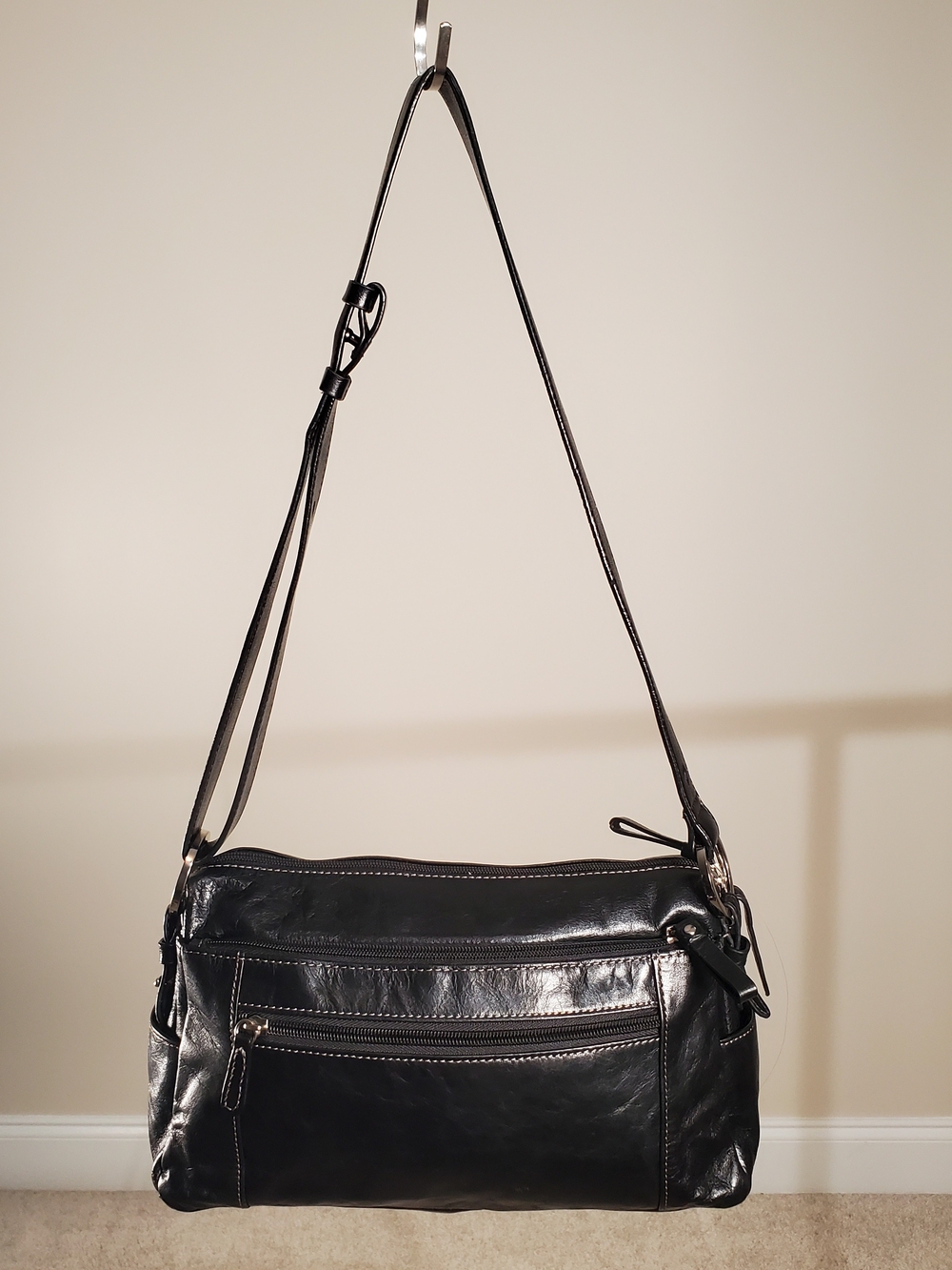 Giani Bernini Black Leather Crossbody Purse Vintage